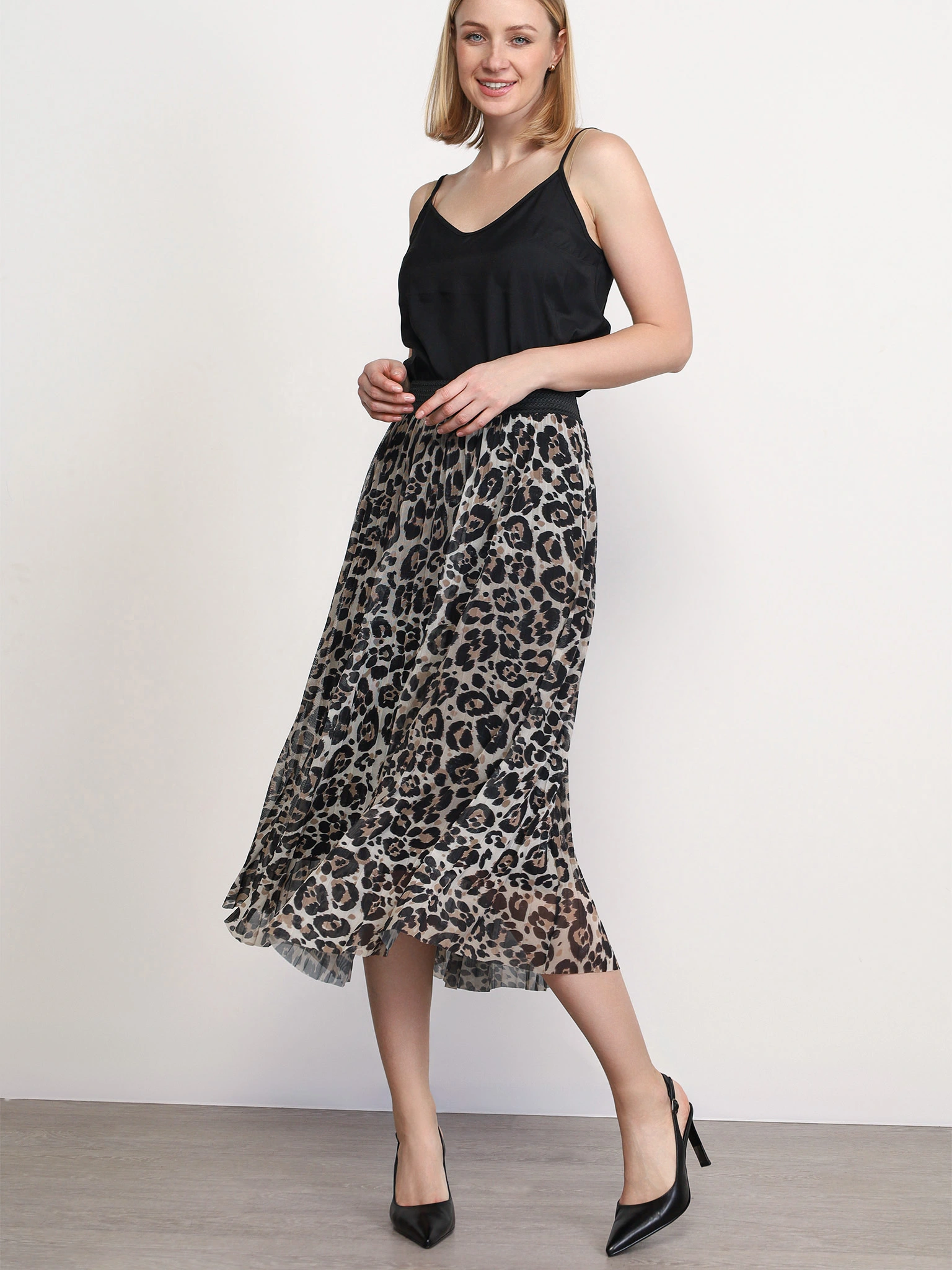 Юбка с леопардовым принтом на подкладке